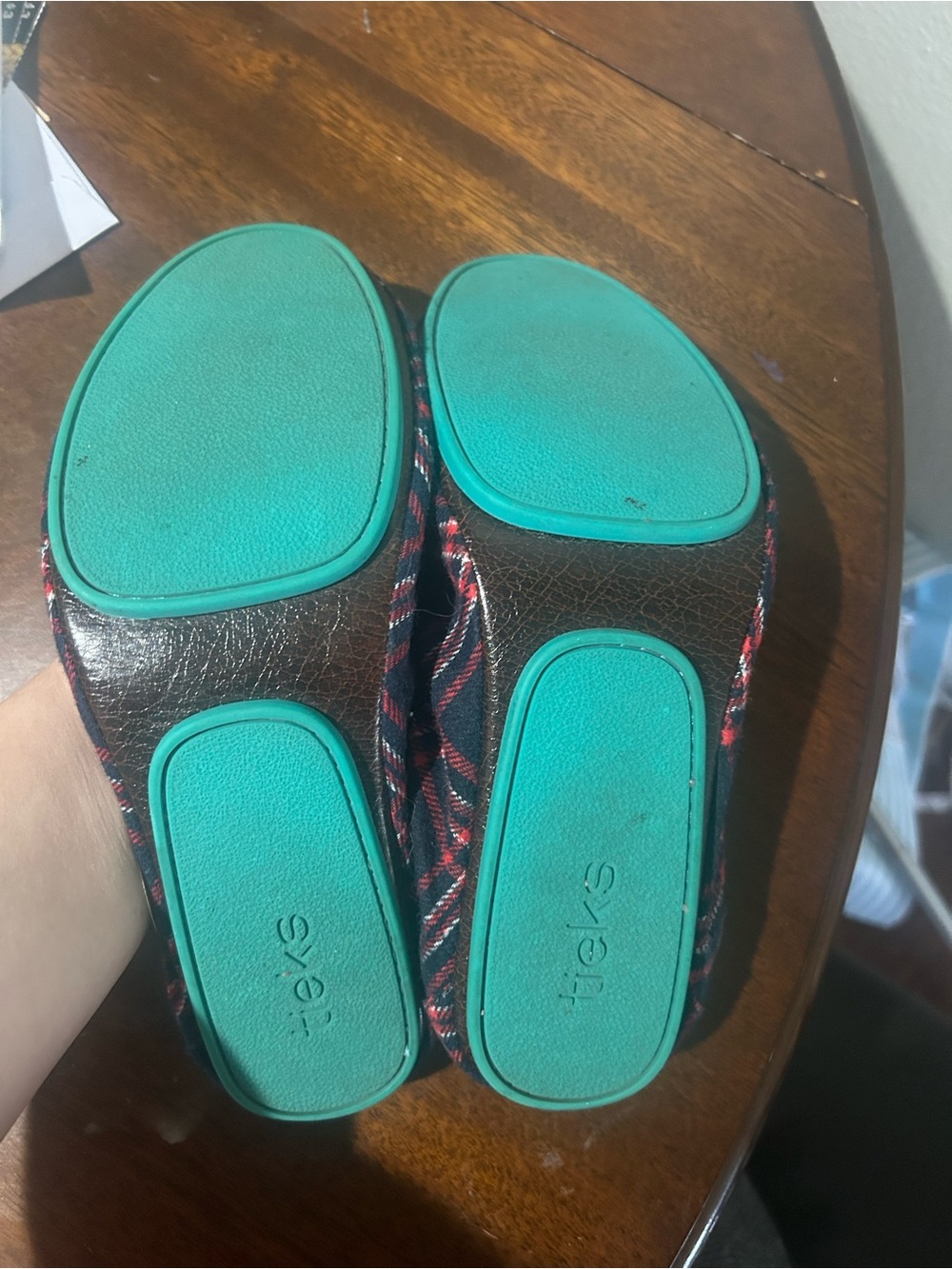 Tieks Plaid Ballet Flats in Navy with Red & Teal Accents women’s size 10 - Picture 4 of 5